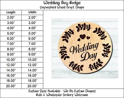 Wedding Day Badge Coin Coaster Unfinished Wood Shape Blank Laser Engraved Cut Out Woodcraft Craft Supply WED-001 - image2
